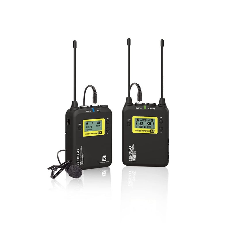 LENSGO Wireless Lavalier Microphone System, LWM-328C 99-Channel UHF Professional Omnidirectional Wireless Lapel Mic for Canon Nikon DSLR Camera Smartphone Camcorder Interview Video Recording (RX+TX) - Image 1